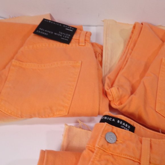 Veronica Beard Orange and Cream Flare Jeans - Picture 9 of 10